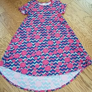 LulaRoe Carly Size XS Chevron blue and pink